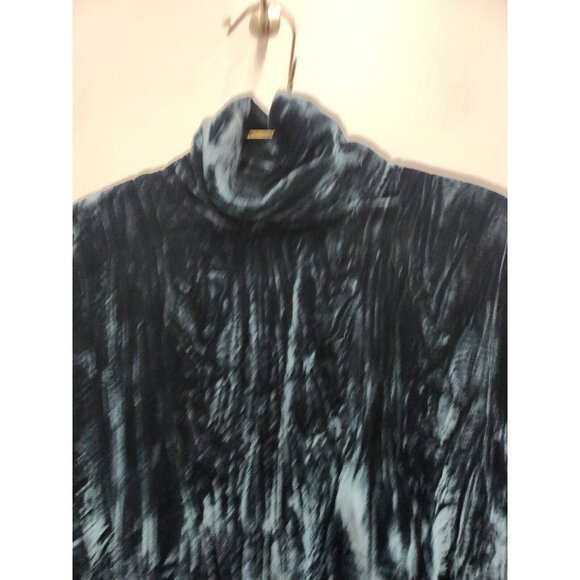 Vintage Womens Tunic Dress Size Small Emerald Green Velvet Side Slit High Neck - Picture 2 of 6